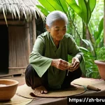 브루나이 전통 의학 - **Prompt:** An elderly Bruneian traditional female healer, with a wise and serene expression, is met...
