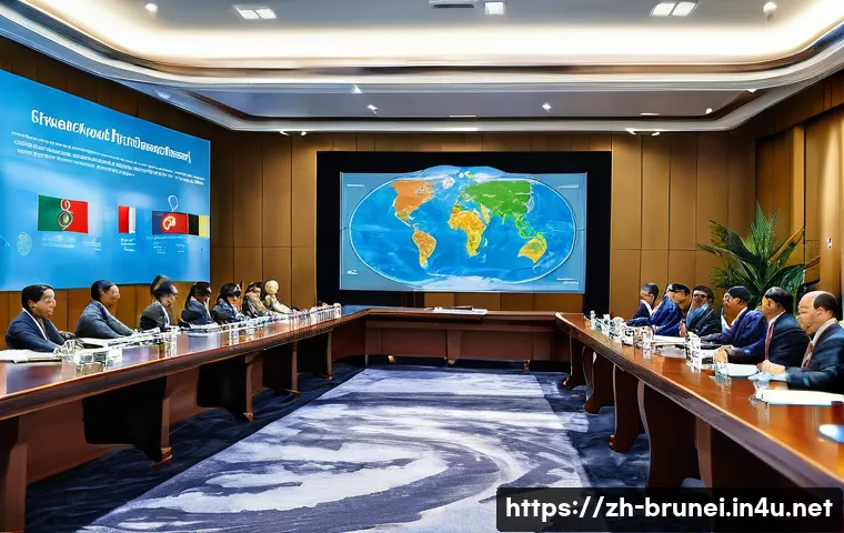 브루나이 국제기구 참여 - **Image Prompt: "Brunei's Diplomatic Acumen on the Global Stage"**
    A high-definition, photoreali...