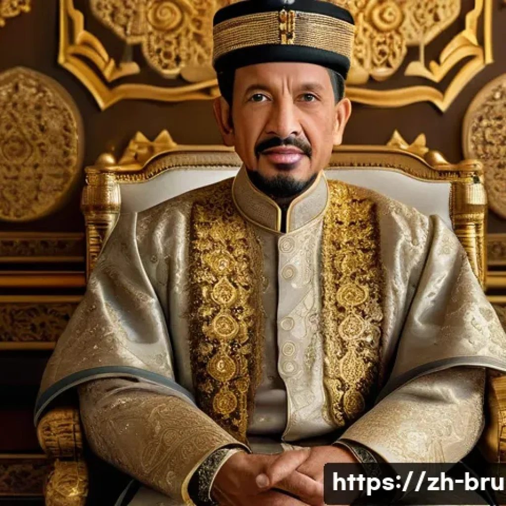 술탄 하사날 볼키아 프로필 - A dignified portrait of Sultan Hassanal Bolkiah of Brunei in traditional royal attire, seated in an ...