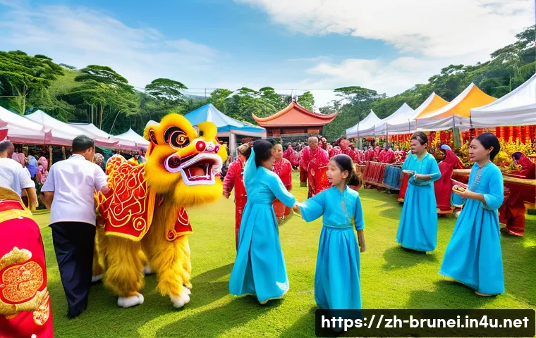 브루나이의 다문화 공존 - A vibrant community festival scene in Brunei showcasing multicultural harmony: Malay, Chinese, and i...