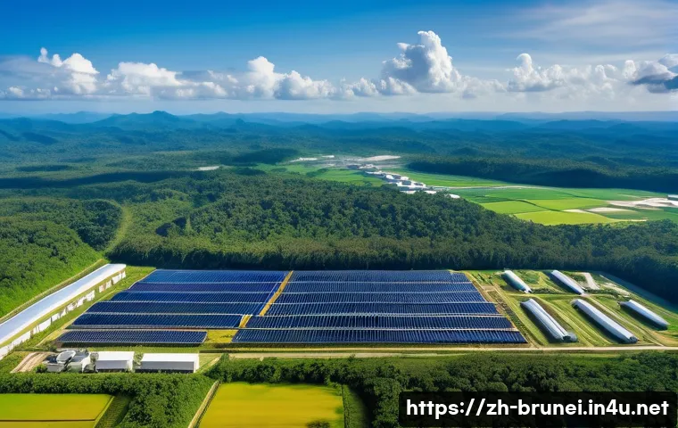 브루나이의 전기 및 에너지 공급 - A detailed aerial view of Brunei&rsquo;s energy landscape showcasing traditional oil and natural gas facil...