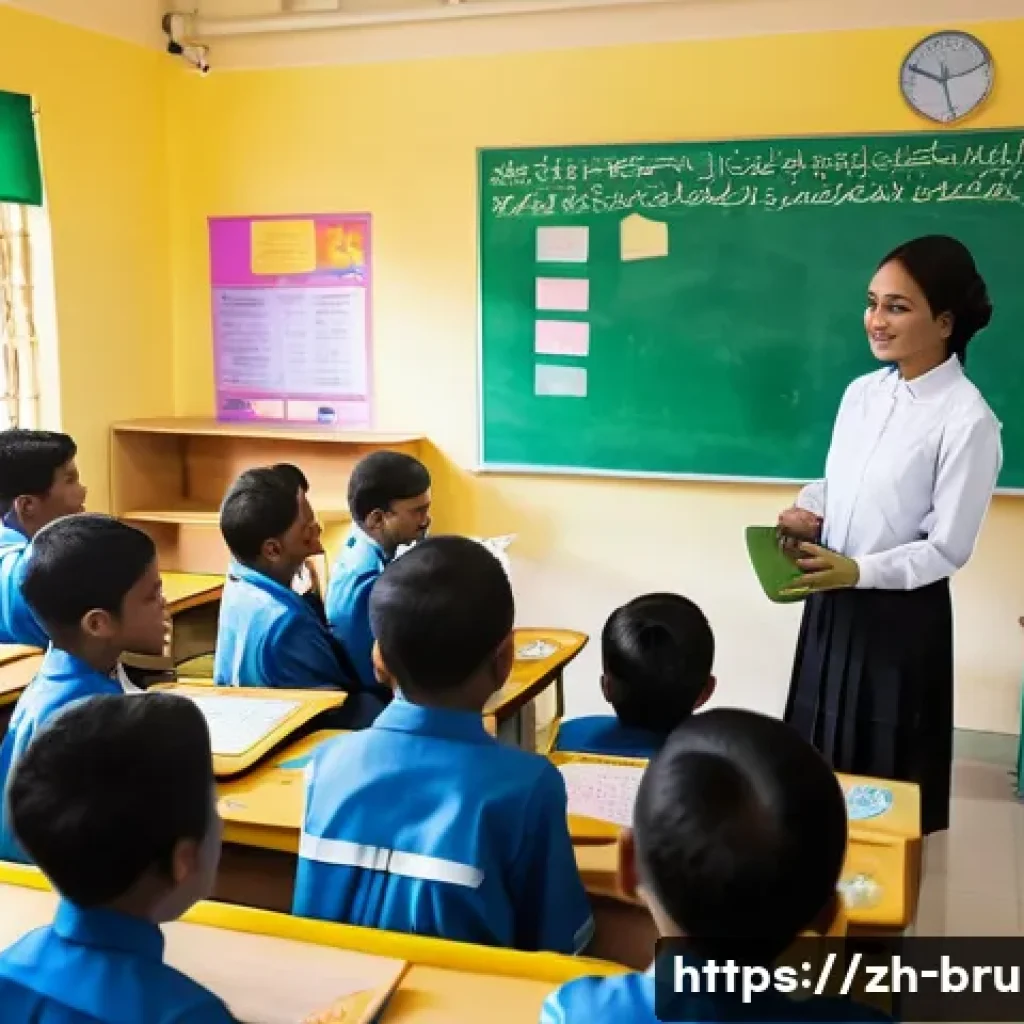 브루나이의 학교 교육 - A vibrant classroom scene in Brunei’s primary school showing diverse students attentively participat...