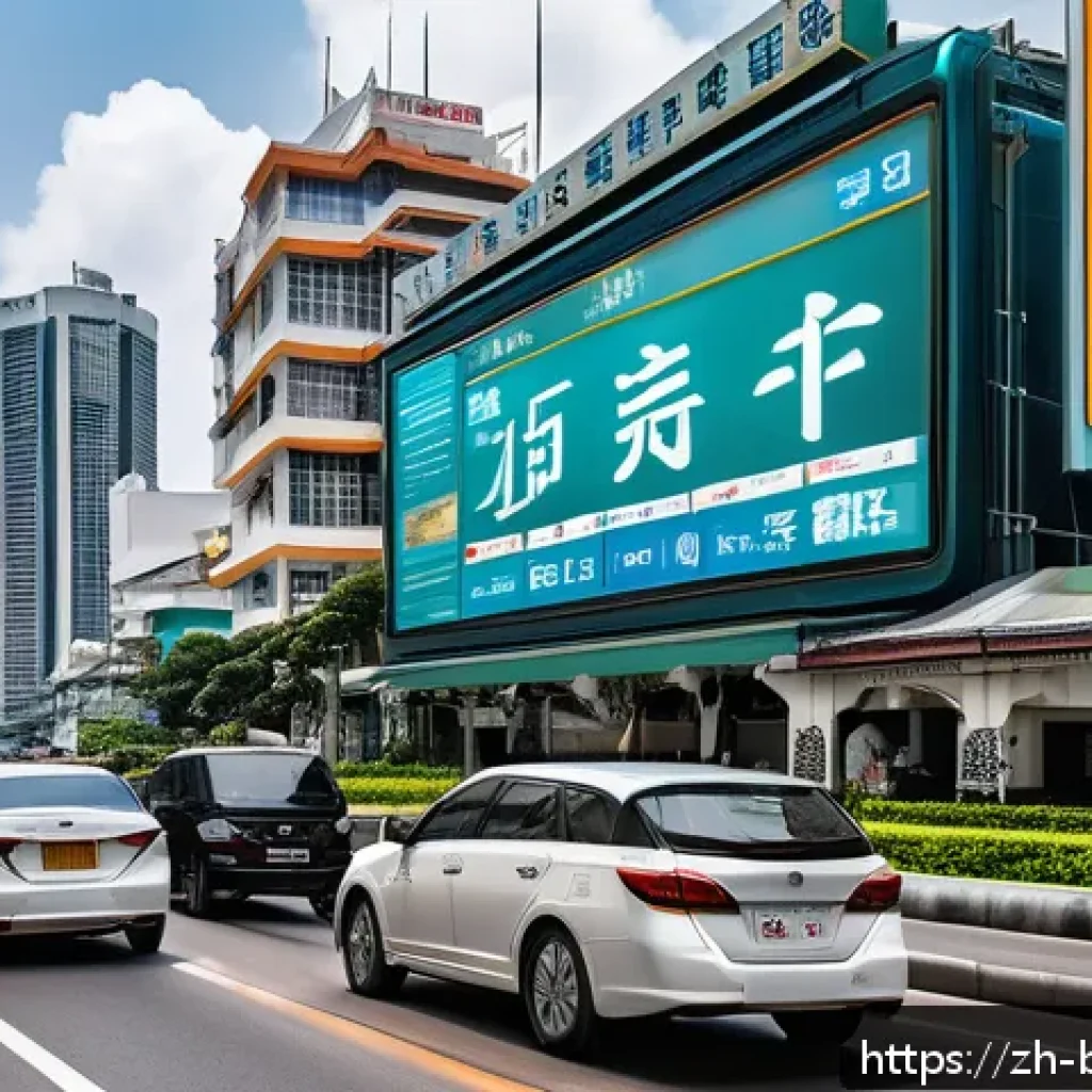 브루나이 통신사 및 데이터 요금 - A detailed urban scene in Brunei’s capital, Bandar Seri Begawan, showing a busy commercial district ...