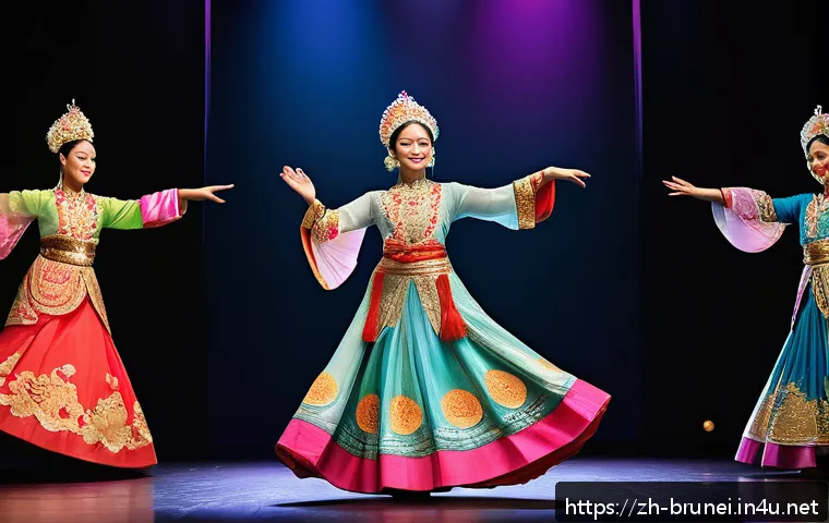 브루나이 전통 춤 - A graceful traditional Bruneian dancer performing an elegant hand gesture symbolizing welcome and bl...