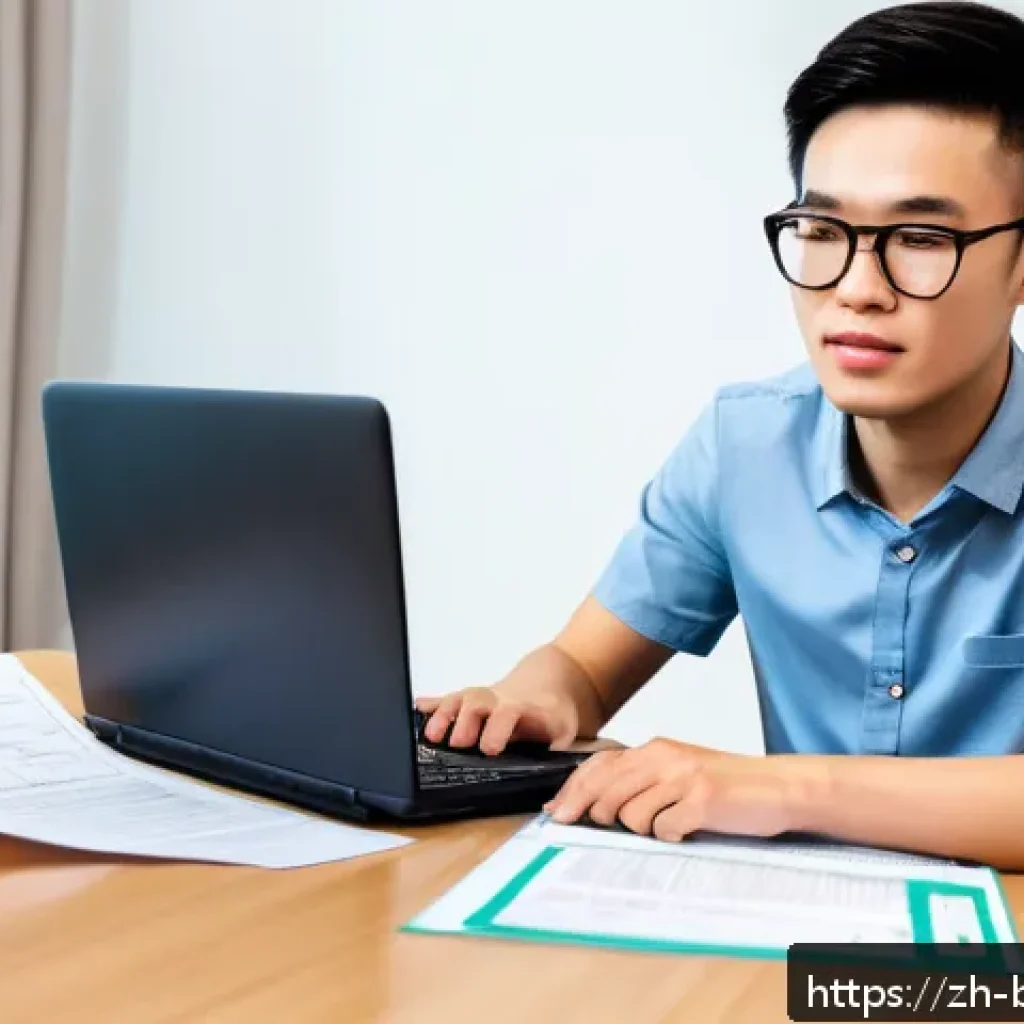브루나이에서 운전면허 취득 - A detailed scene of a young adult preparing for a driving theory test in Brunei, sitting at a modern...